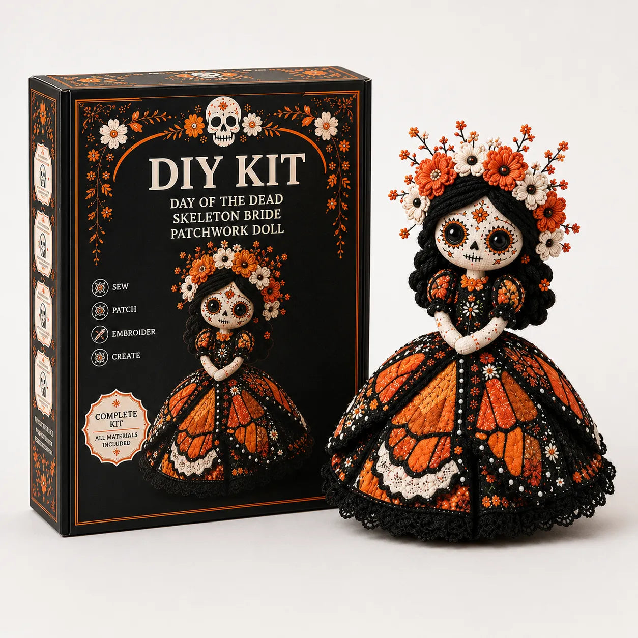 Day of the Dead Patchwork Doll Craft Kit – Beginner Sewing Set
