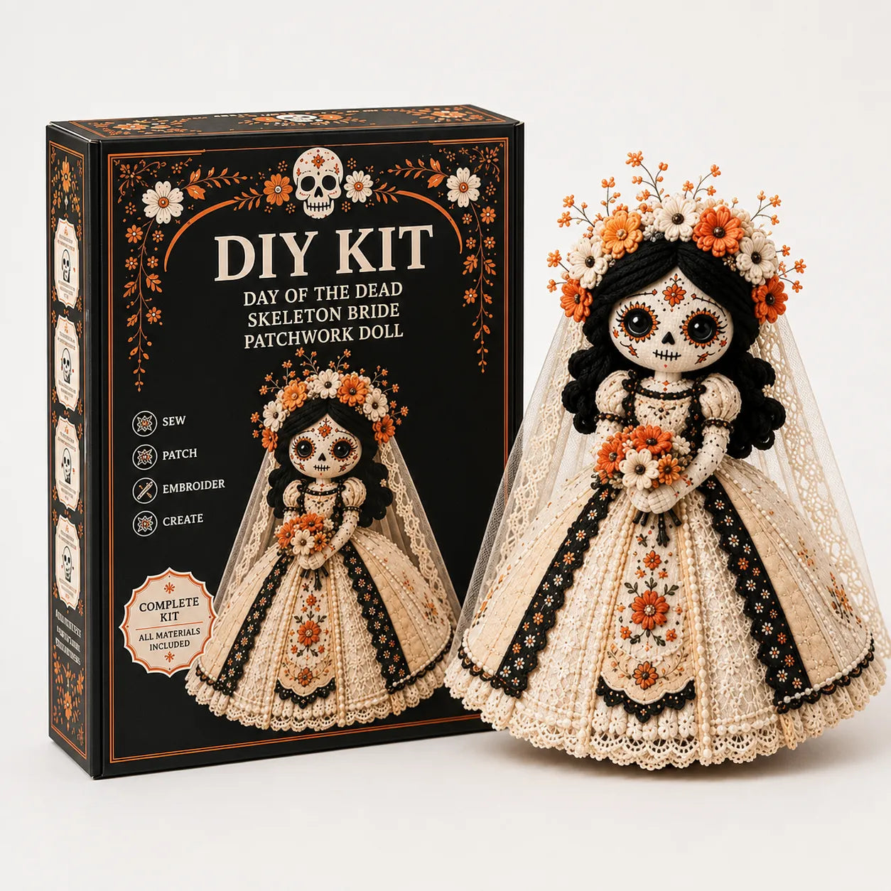 Day of the Dead Patchwork Doll Craft Kit – Beginner Sewing Set