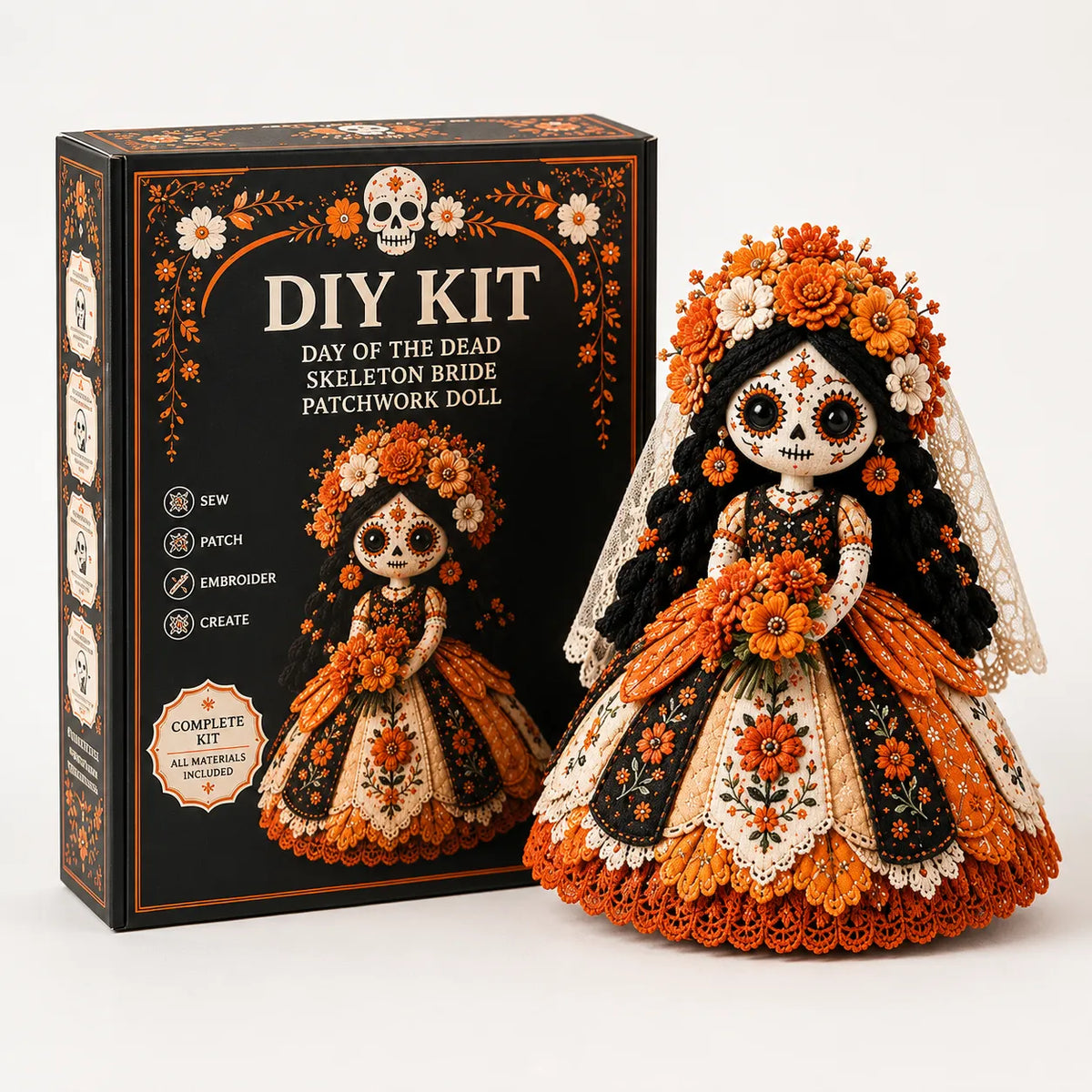 Day of the Dead Patchwork Doll Craft Kit – Beginner Sewing Set