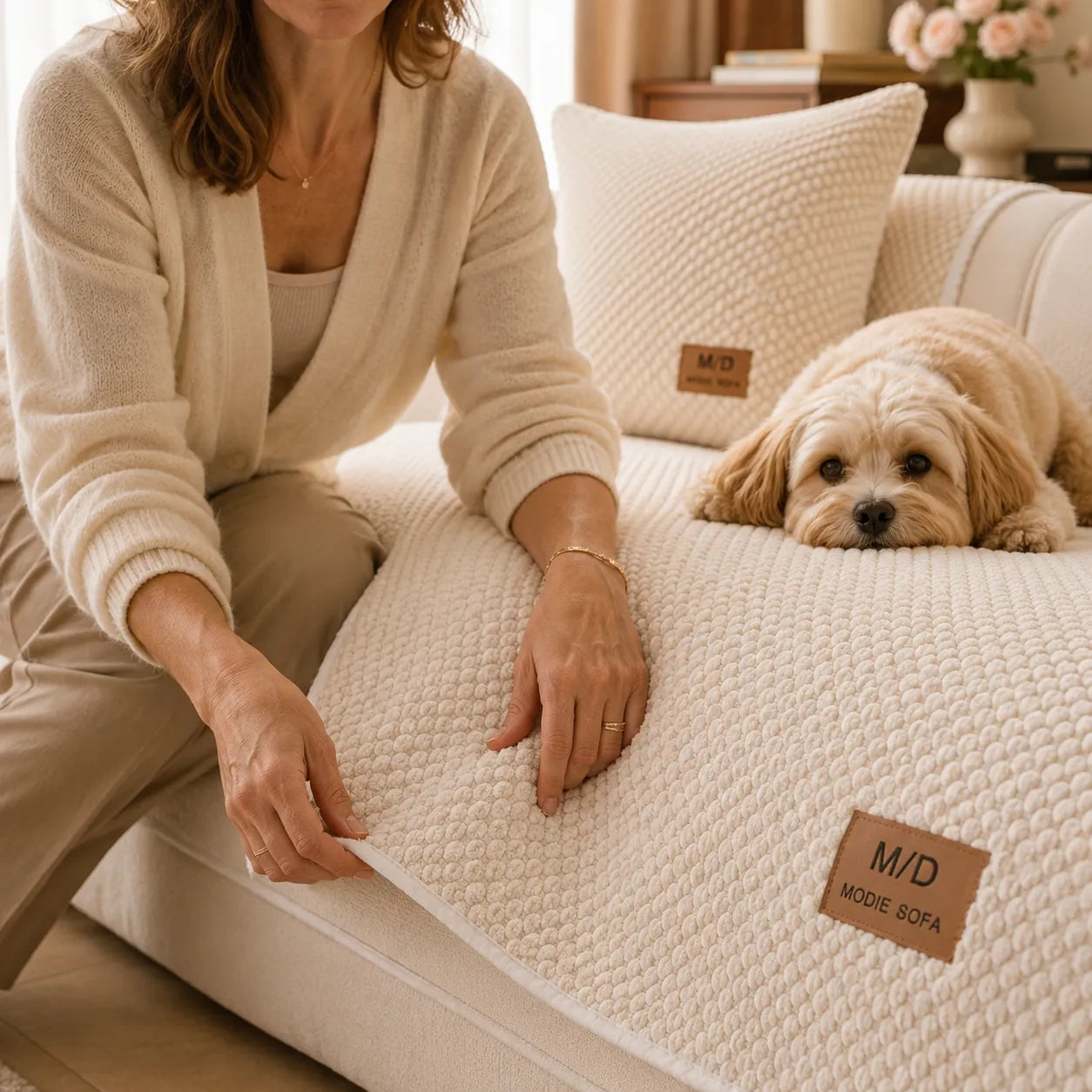 Non-Slip Pet Sofa Cover - Plush Grip-Backed Couch Protector