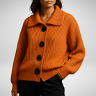 Women's Oversized Ribbed Cardigan with Statement Buttons