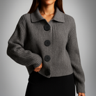 Women's Oversized Ribbed Cardigan with Statement Buttons
