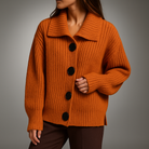 Women's Oversized Ribbed Cardigan with Statement Buttons