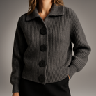 Women's Oversized Ribbed Cardigan with Statement Buttons