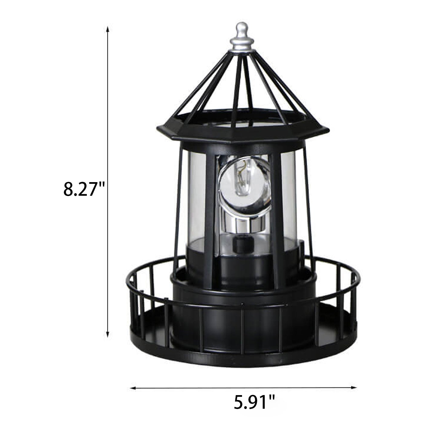 Vuurtoren Tafellamp op Zonne-energie met Roterende LED en Ingebouwd Zonnepaneel
