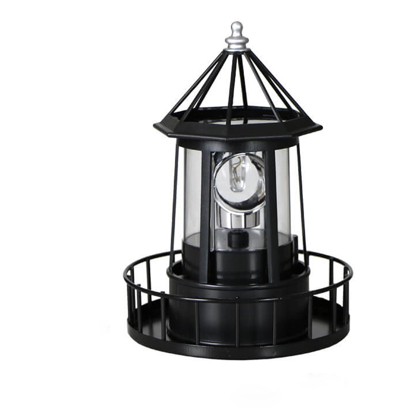 Vuurtoren Tafellamp op Zonne-energie met Roterende LED en Ingebouwd Zonnepaneel