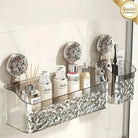 wall-mounted shower shelf with suction cups