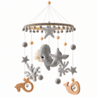 Ocean whale and starfish felt toy topper for cot mobile, grey