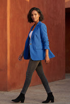 Blue Fitted Single-breasted Blazer with Classic Lapel - Blazers - Photo 14
