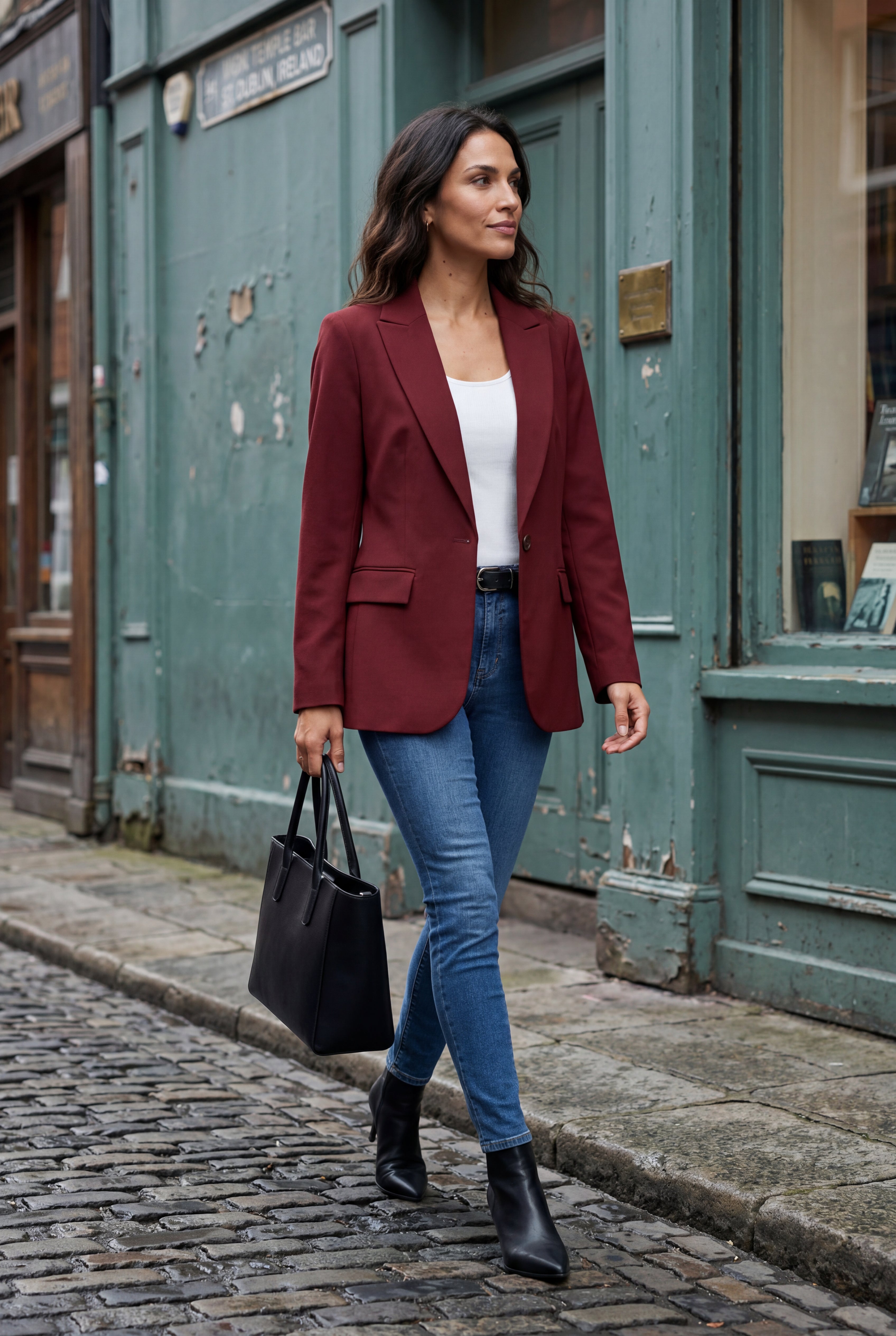 Burgundy Fitted Single-breasted Blazer with Classic Lapel - Blazers - Photo 21