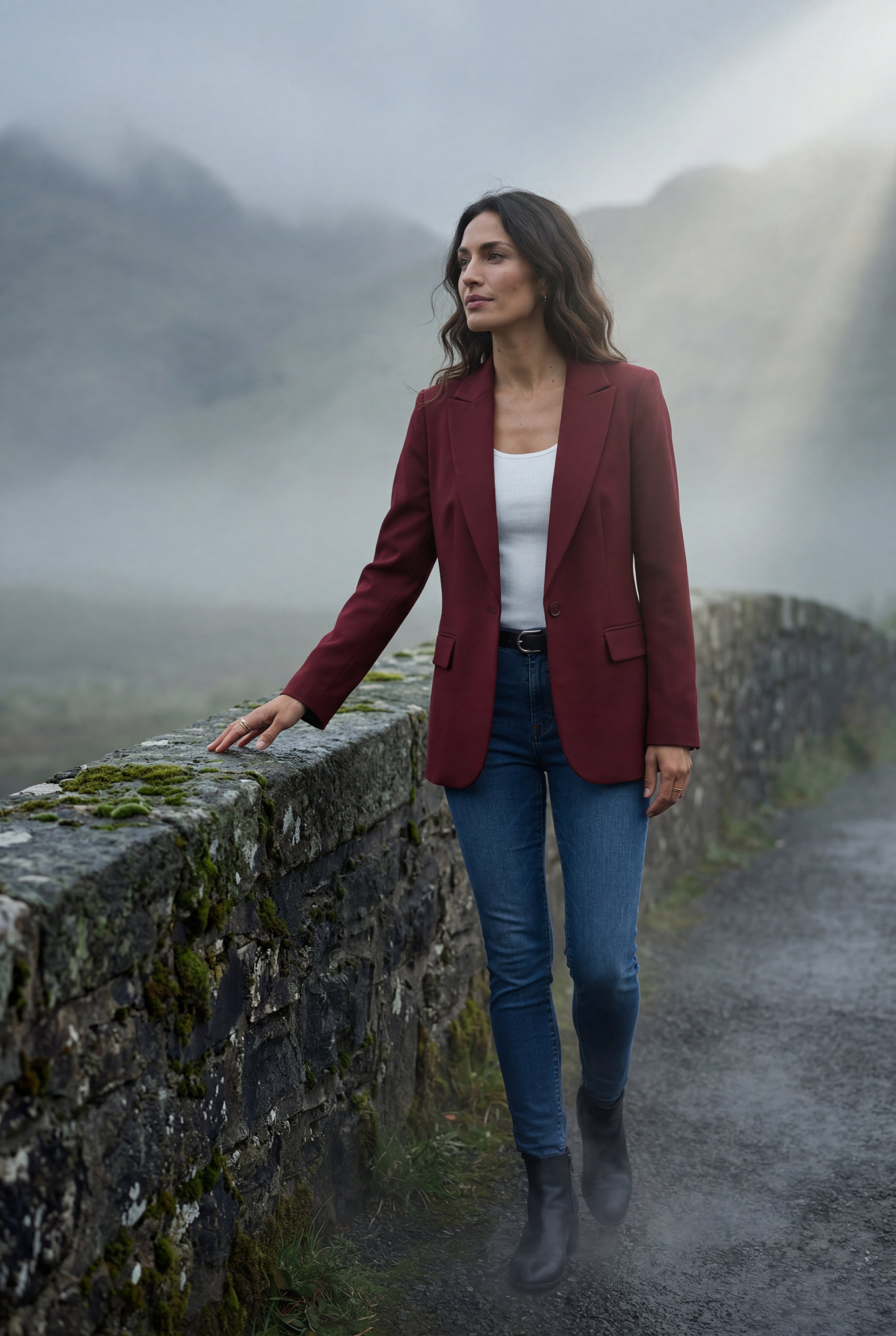 Burgundy Fitted Single-breasted Blazer with Classic Lapel - Blazers - Photo 22