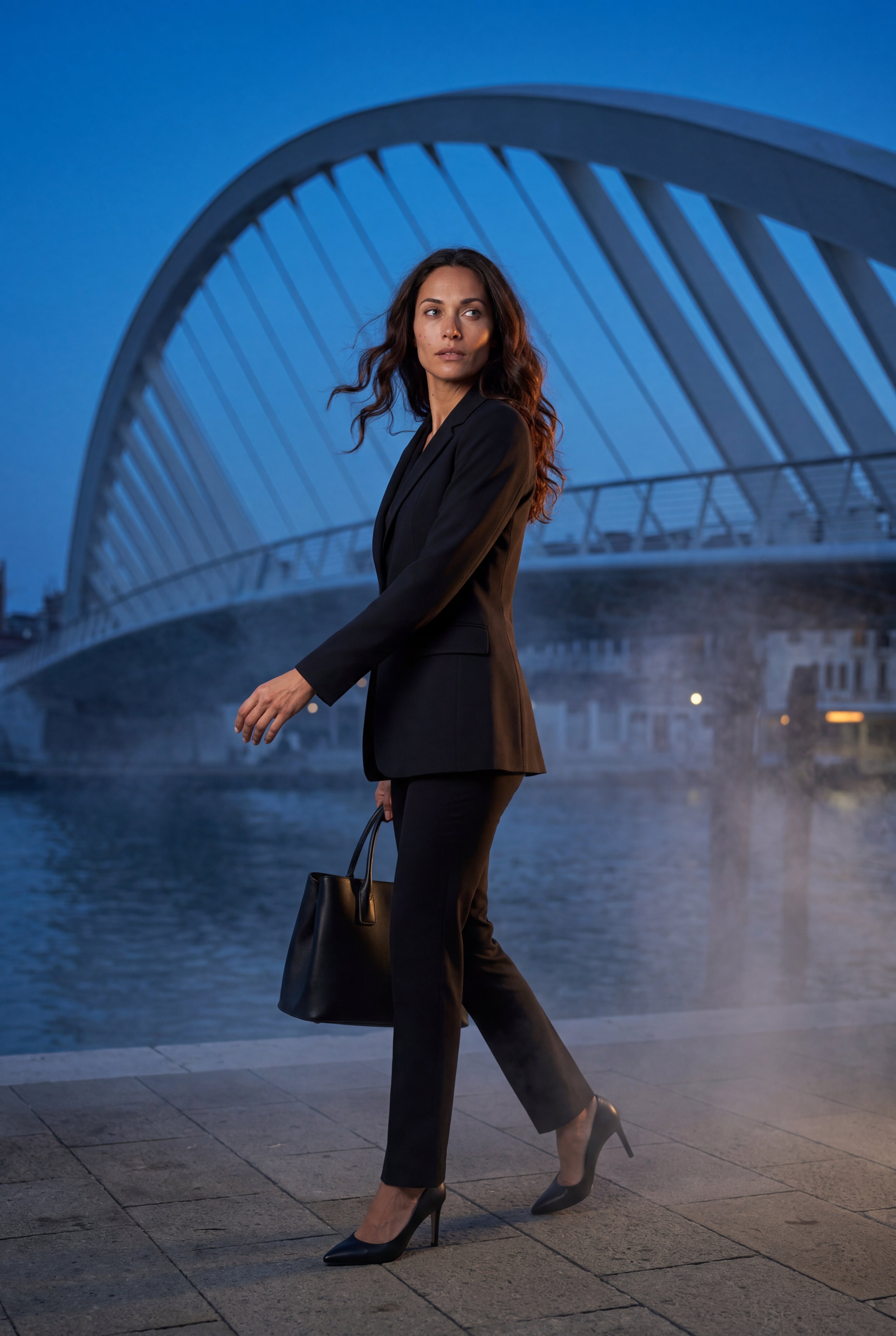 Black Fitted Single-breasted Blazer with Classic Lapel - Blazers - Photo 27