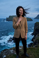 Khaki Fitted Single-breasted Blazer with Classic Lapel - Blazers - Photo 6