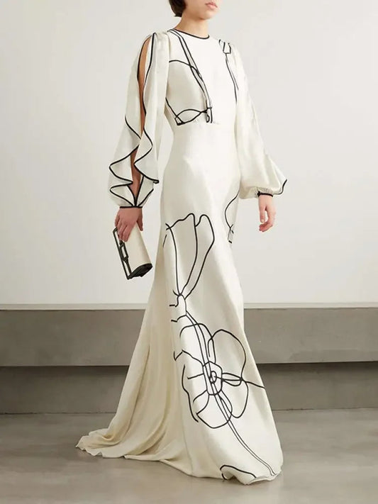 Kyana | Elegante Avondjurk voor Dames met Bloemenprint en Falbala-details