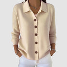 Women's Knit Cardigan Button-Front Collared Sweater, Long Sleeve