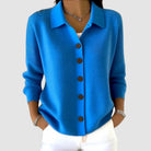 Women's Knit Cardigan Button-Front Collared Sweater, Long Sleeve
