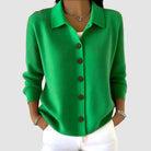 Women's Knit Cardigan Button-Front Collared Sweater, Long Sleeve