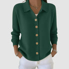 Women's Knit Cardigan Button-Front Collared Sweater, Long Sleeve