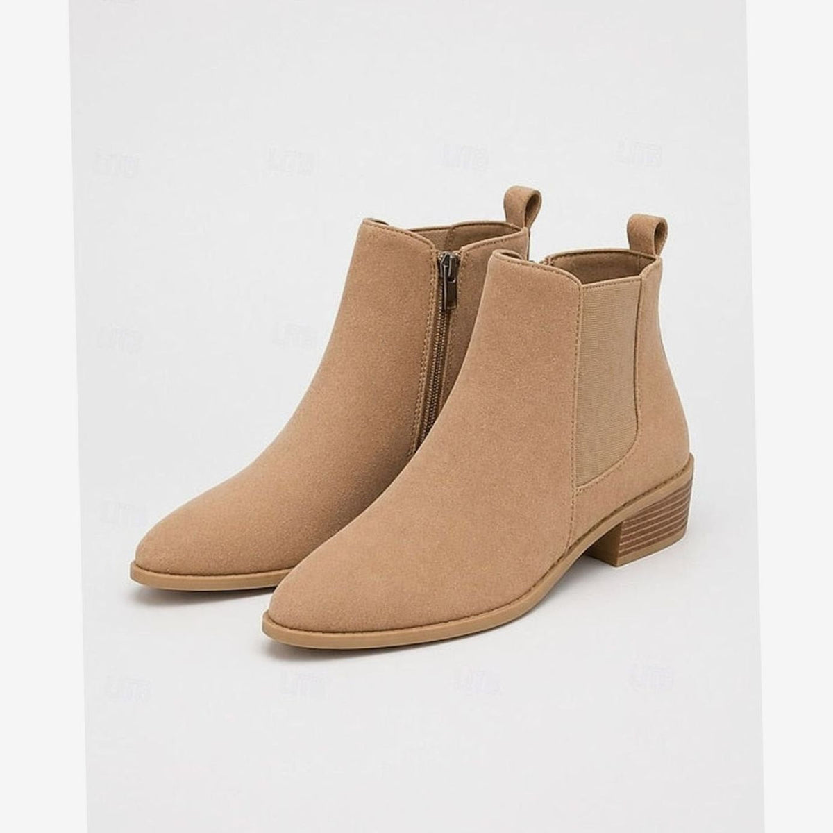 Women's Pointed-Toe Suede Ankle Booties with Block Heel
