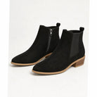 Women's Pointed-Toe Suede Ankle Booties with Block Heel