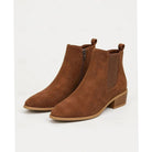 Women's Pointed-Toe Suede Ankle Booties with Block Heel