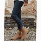 Women's Pointed-Toe Suede Ankle Booties with Block Heel
