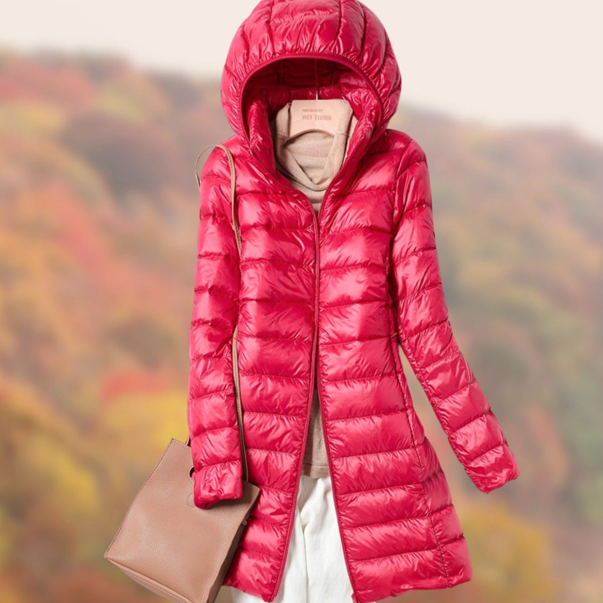 Women's Long Puffer Jacket with Hood – Slim-Fit Padded Coat