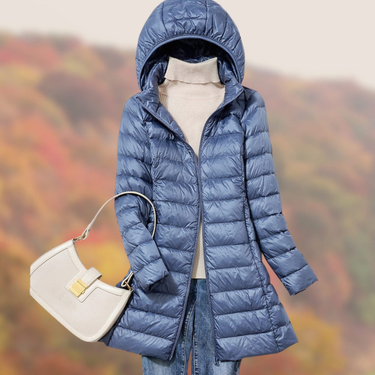 Women's Long Puffer Jacket with Hood – Slim-Fit Padded Coat