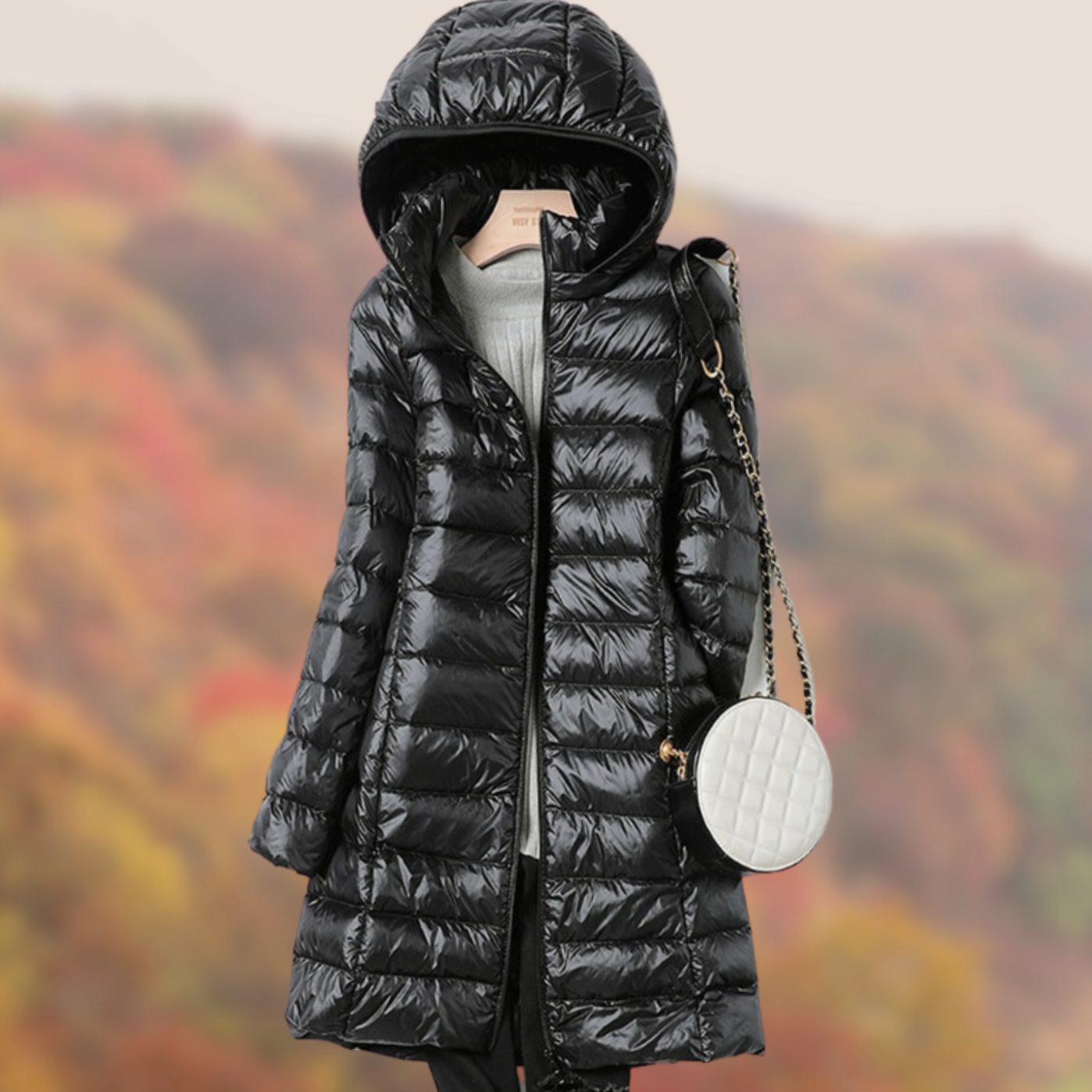Women's Long Puffer Jacket with Hood – Slim-Fit Padded Coat