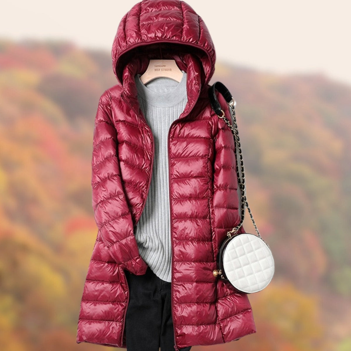 Women's Long Puffer Jacket with Hood – Slim-Fit Padded Coat