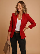 Women's Tailored Blazer Jacket – Slim Fit, Long Sleeve, Single-Button