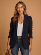 Women's Tailored Blazer Jacket – Slim Fit, Long Sleeve, Single-Button