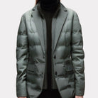 Women's Puffer Blazer Jacket - Quilted Button-Front Winter Coat