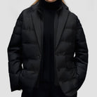 Women's Puffer Blazer Jacket - Quilted Button-Front Winter Coat