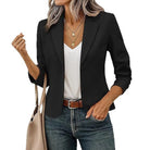 Women's Tailored Short Blazer with Decorative Buttons and 3/4 Sleeves