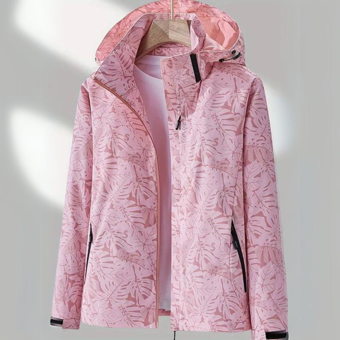 Women's Waterproof Windbreaker Jacket with Zip Closure - Lightweight Rain Coat
