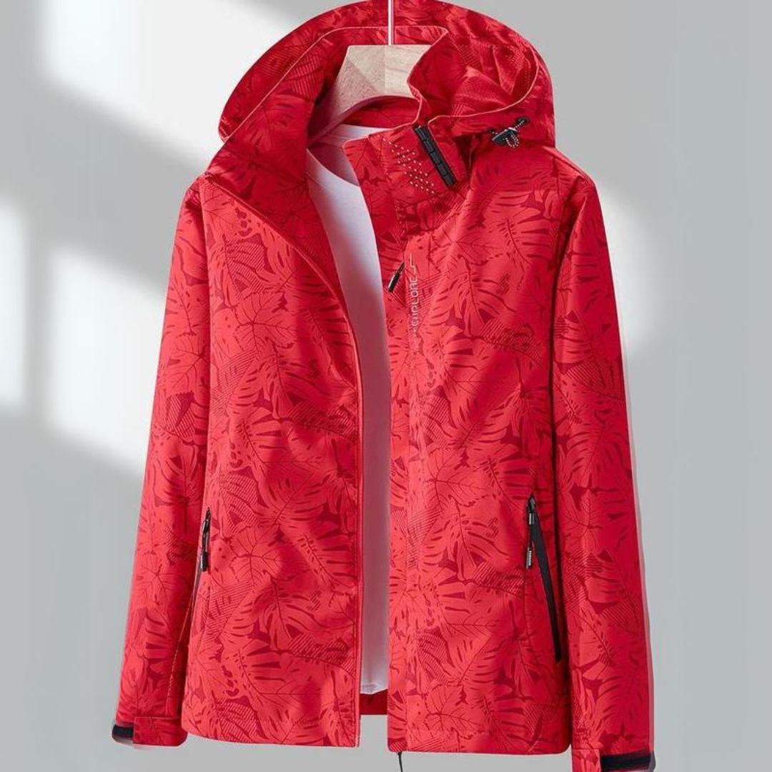 Women's Waterproof Windbreaker Jacket with Zip Closure - Lightweight Rain Coat