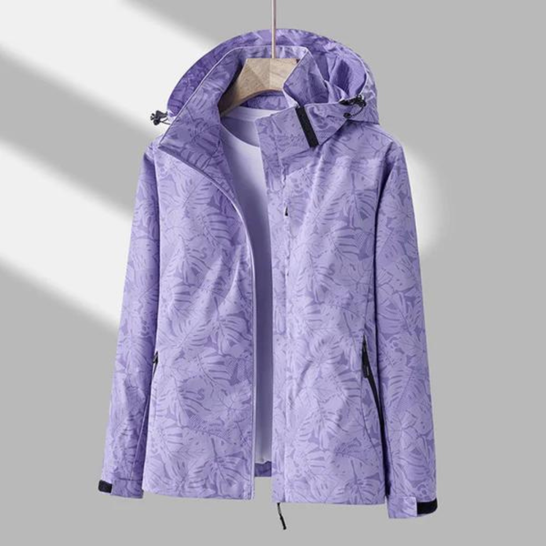 Women's Waterproof Windbreaker Jacket with Zip Closure - Lightweight Rain Coat