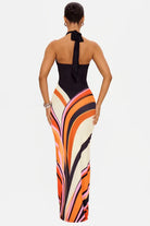 Women's Black Satin Cocktail Maxi Dress - Sleeveless
