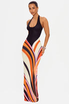 Women's Black Satin Cocktail Maxi Dress - Sleeveless