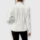 Scarlett women's cable-knit mock-neck long-sleeve fitted sweater by Christine Brewer, showcasing textured knit and fitted silhouette.