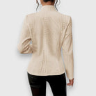Scarlett women's cable-knit mock-neck long-sleeve fitted sweater by Christine Brewer, showcasing a cozy, stylish knit design.