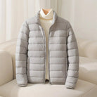 Women's Coat Lightweight Quilted Puffer Jacket Stand Collar - Grey
