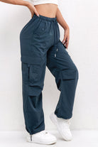 Women's Cargo Trousers with Drawstring Waist and Pockets