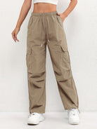Women's Cargo Trousers with Drawstring Waist and Pockets