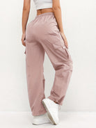 Women's Cargo Trousers with Drawstring Waist and Pockets