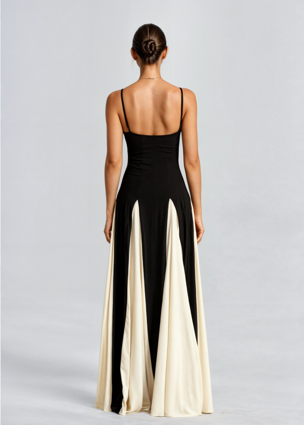 Women's Evening Maxi Dress - Black & White Floor-Length
