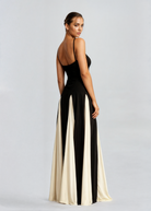 Women's Evening Maxi Dress - Black & White Floor-Length
