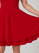 Women's Fit and Flare Mini Cocktail Dress Square Neck Ruched Waist
