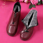 Women's Fleece-Lined Zip-Up Slip-Resistant Leather Ankle Boots